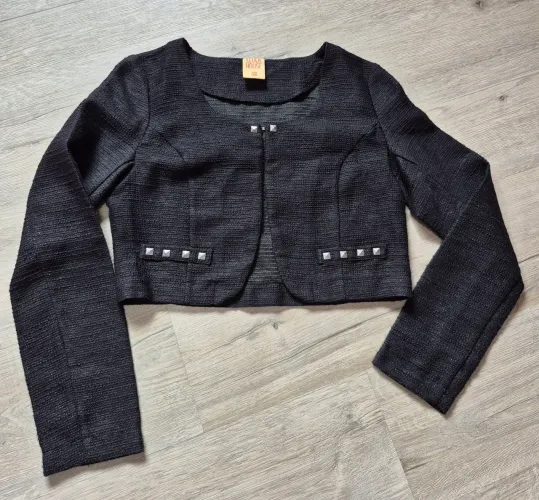 Blazer cropped preto com brilho 38