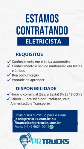 Vaga Eletricista Veicular