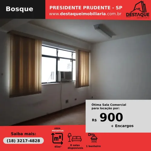 Sala Comercial para Locação em Presidente Prudente, Bosque, 1 banheiro