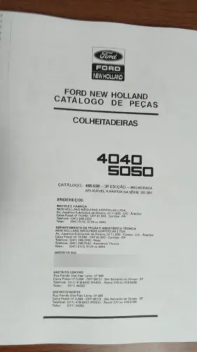 Catalogo de Peças Colheitadeiras Ford New Holland 4040 5050