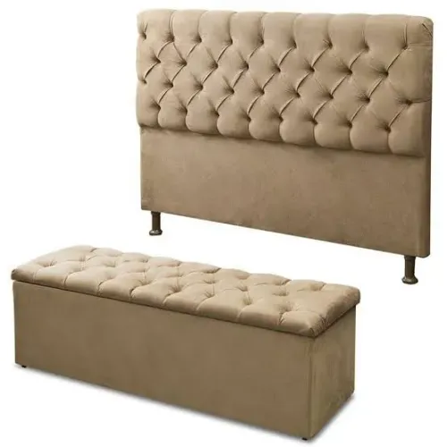 Cabeceira e puff baú - Queen Size - direto da fábrica 