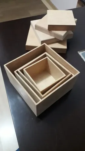 4 Caixas em MDF com tampas de vários tamanhos tipo Matrioska novas 