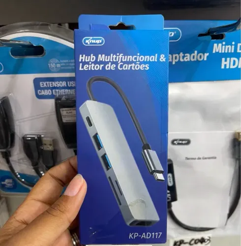 Hub Multifuncional com Leitor de Cartões - Knup KP-AD117