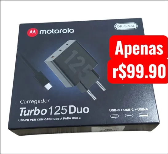 CARREGADOR 3 PORTAS 125WATS 30X MAIS RÁPIDO MOTOROLa