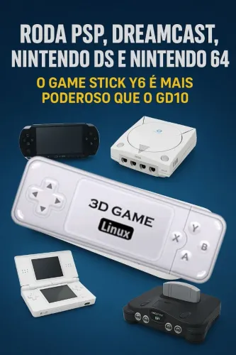 Gamestick Y6 Console Retrô Roda PSP, Dreamcast e DS