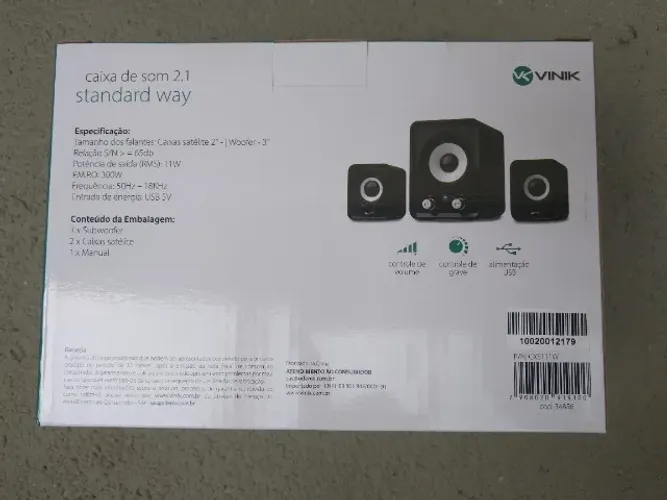 Caixa de Som 2.1 Vinik Subwoofer 11w P2 e Usb Novo Garantia