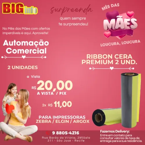 RIBBON CERA - CAIXA C/ 2 UNID 110mmx74m
