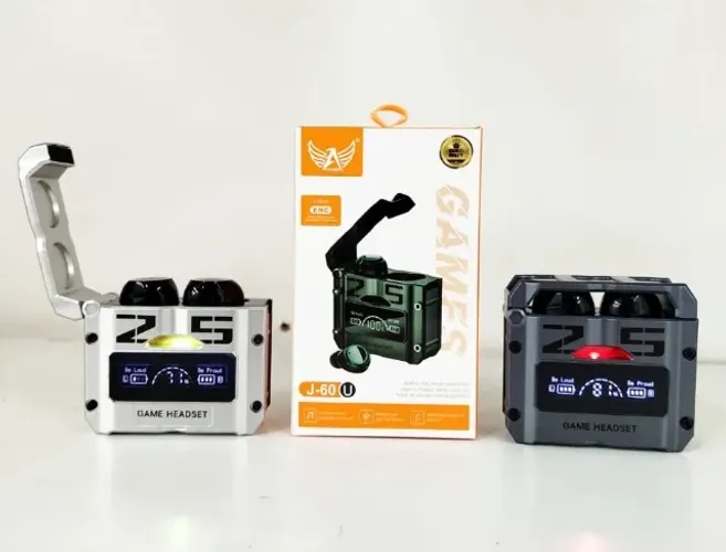 Fone De Ouvido Gamer Bluetooth 5.3 J60 Powerbank Display Led