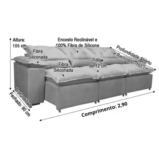Sofá 4 e 5 Lugares Retrátil