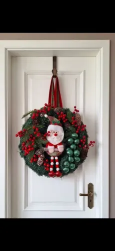 Guirlanda de Natal Grande com Papai Noel de Pelúcia - Linda e Completa<br>
