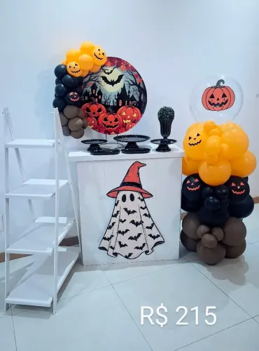 Festa na mesa Halloween decoração com balões