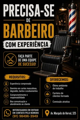 ? VAGA PARA BARBEIRO COM EXPERIÊNCIA ?
