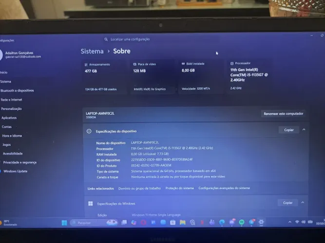 NOTEBOOK Samsung Core i5 11 geração| 8GB RAM | SSD 512GB