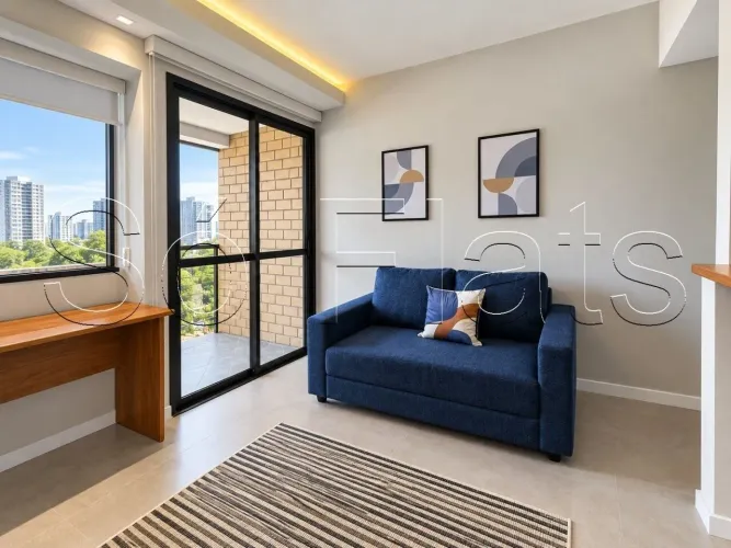 Flat QI Inteligence disponível para locação com 37m², 01 dorm e 01 vaga de garagem.