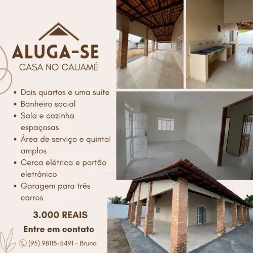 Aluga-se casa com 3 quartos no Cauamé