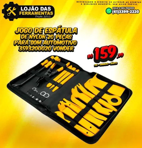Jogo de Espátula de Nylon 20 Peças Para Som Automotivo Vonder