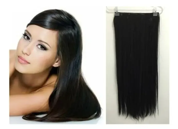 Aplique Mágico de Cabelo Tic Tac - Fibra Orgânica 55cm Preto Liso