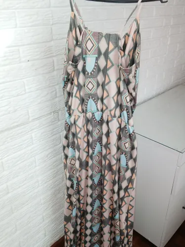 Vestido longo estampa geométrica