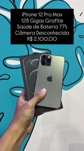 Seminovo: iPhone 12 Pro Max 128GB / Grafite / Saude de Bateria 77% - Loja Fisica