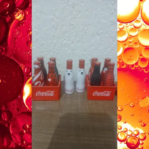 Mini caixa decorrativa Coca-Cola! Colecionável, 4 garrafinhas.