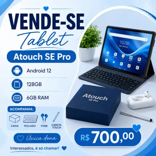 Tablet Atouch SE Pro Android 12 128GB 6GB RAM Tela 10.1 Cinza-escuro