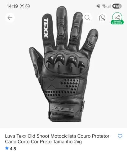 Luva texx old shoot motociclista couro