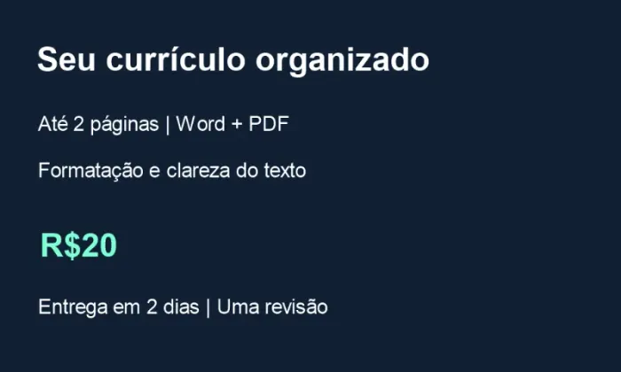 Formatação de currículo em Word e PDF ? até 2 páginas