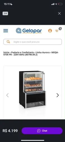 Vitrine/estufa para salgados