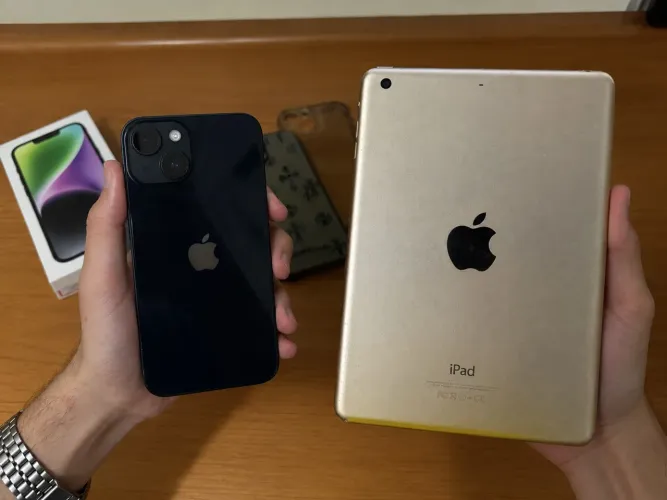Oportunidade: iPhone 14 128GB (Caixa/Carregador) + iPad Mini 3 64GB