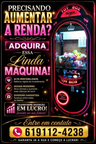 Precisando aumentar a renda? Adquira já essa linda máquina de pegar o ursinhos !