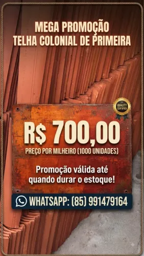 Promoção telha colonial de primeira