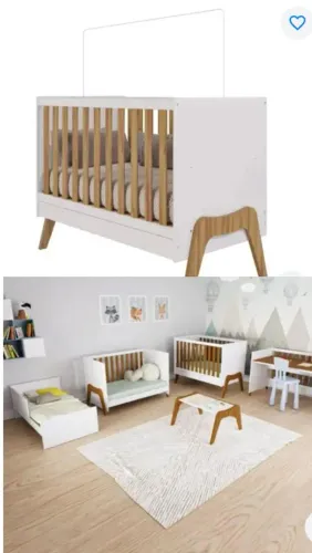 Berço Retro, vira cama, sofá, escrivaninha e mesinha