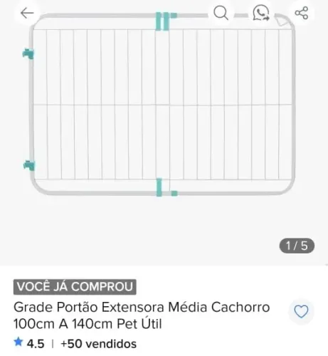 Grade Portão Extensora Média Cachorro 100cm A 140cm Pet Útil