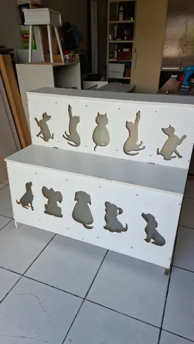 Dispenser expositor de ração em mdf 