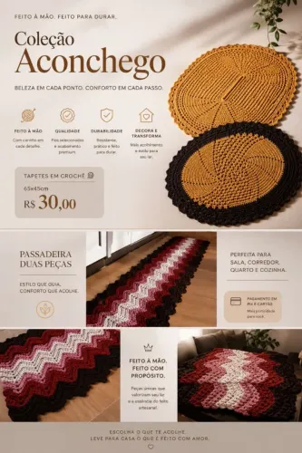 Tapetes e caminho de mesa feito a mão