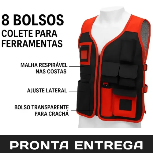 COLETE FERRAMENTAS 08 BOLSOS MTX
