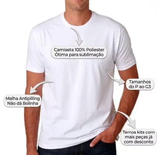 Camisa 100% poliéster excelente p sublimação