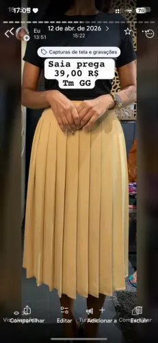 Saia de prega elegante tamanho GG