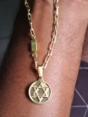 Corrente Tijolinho Moeda Antiga 2mm + Pingente Estrela de Davi ?