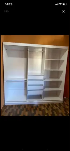 Guarda Roupa Casal 3 Portas de correr 4 Gavetas