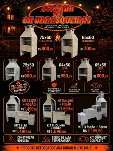 ATACADO DAS CHURRASQUEIRAS - Escolha o modelo ideal para o seu espaço!