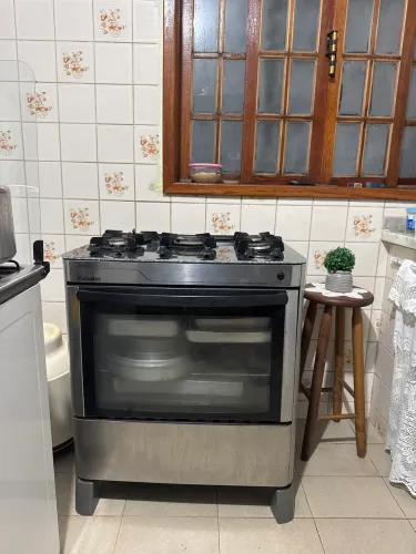 Fogão Esmaltec 5 bocas com vidro temperado trincado