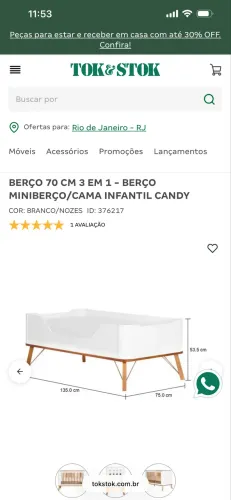 Berço Candy, 3 em 1 Tok Stock
