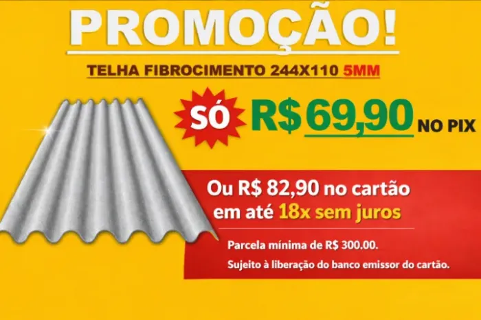 TELHA 244x110, 5mm FIBROCIMENTO R$ 69,90 DINHEIRO OU PIX