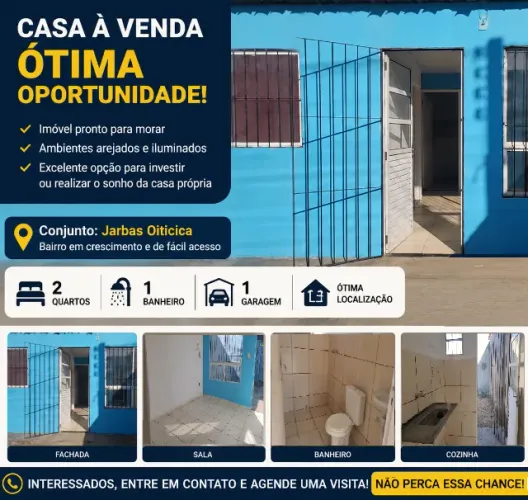 Casa no Jarbas Oiticica, 2 quartos, 1 garagem