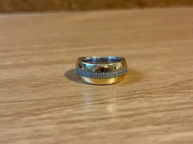 Anel Tulum em Prata 925 e Ouro Amarelo 18k com Diamantes