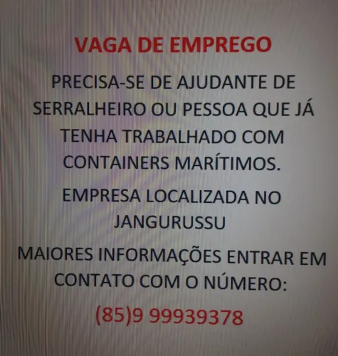 Ajudante de serralheiro