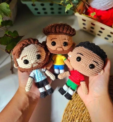Lendas do Futebol Boneco Neymar CR7 Cristiano Ronaldo Messi Amigurumi Fanart Seleção Copa