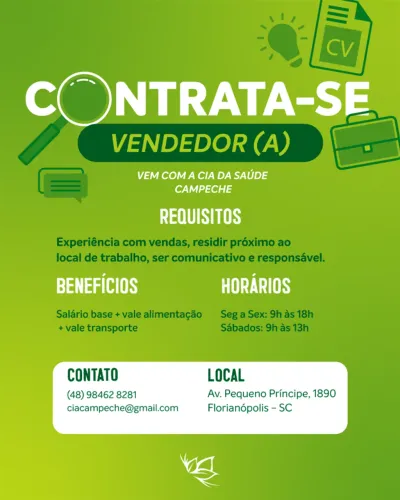 Vaga para Vendedor(a)