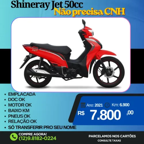 Shineray Jet 50cc Filé, NÃO PRECISA CNH, Baixo Km, Emplacada, Doc Ok, Motor Ok, Pneus Novo